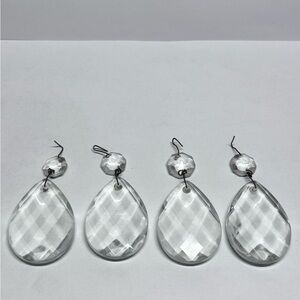 Vintage 3" Faceted Teardrop Crystal Glass Chandelier Prisms - Lot Of 4